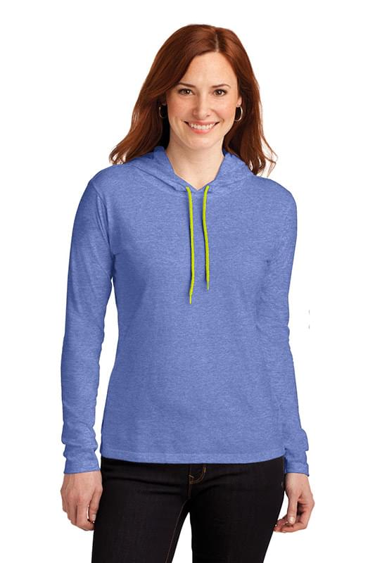 Anvil &#174;  Ladies 100% Combed Ring Spun Cotton Long Sleeve Hooded T-Shirt. 887L