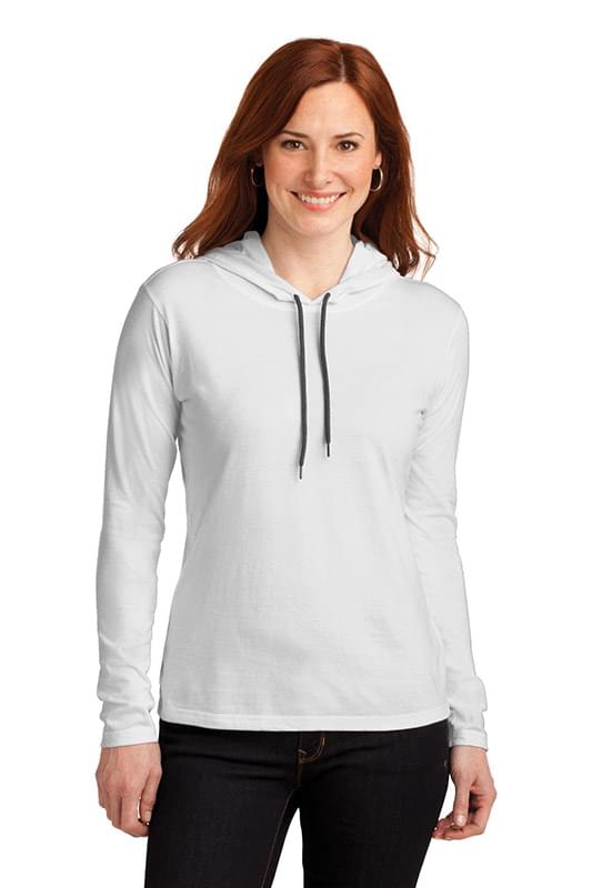 Anvil &#174;  Ladies 100% Combed Ring Spun Cotton Long Sleeve Hooded T-Shirt. 887L