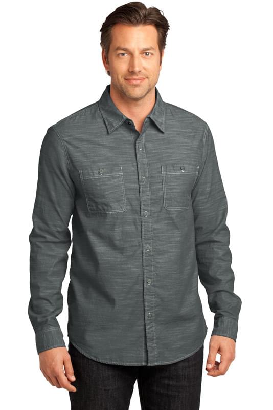 District Made&#174; - Mens Long Sleeve Washed Woven Shirt. DM3800