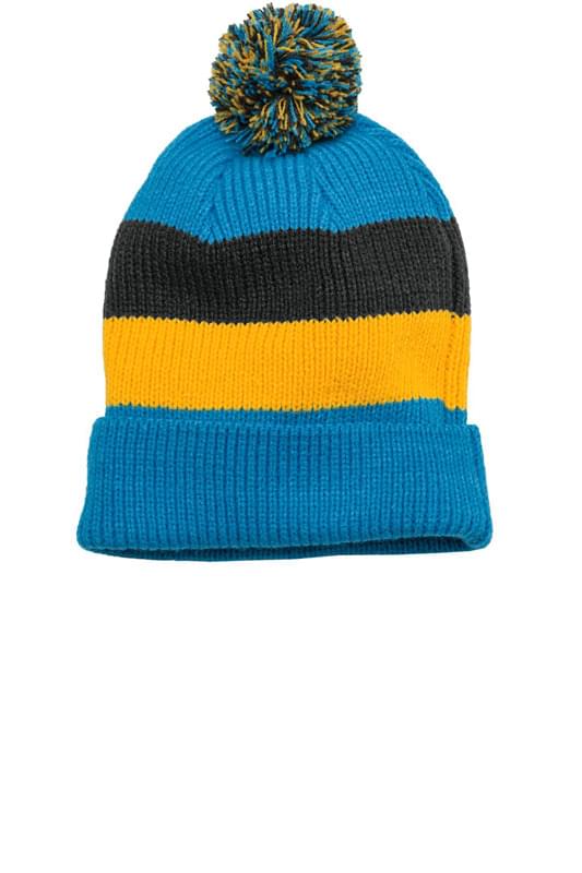 District &#174;  - Vintage Striped Beanie with Removable Pom. DT627