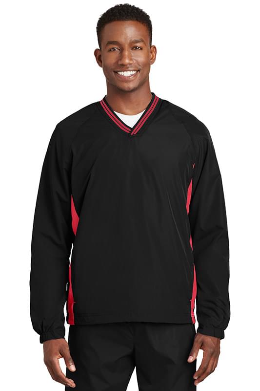 Sport-Tek &#174;  Tipped V-Neck Raglan Wind Shirt. JST62