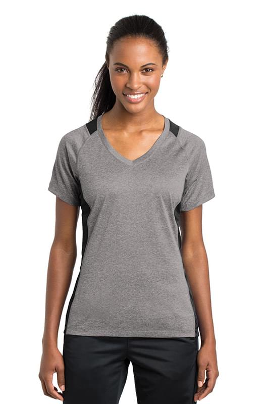 Sport-Tek &#174;  Ladies Heather Colorblock Contender &#153;  V-Neck Tee. LST361