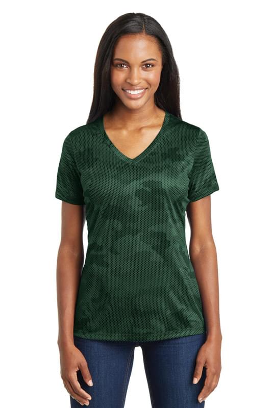 Sport-Tek &#174;  Ladies CamoHex V-Neck Tee. LST370