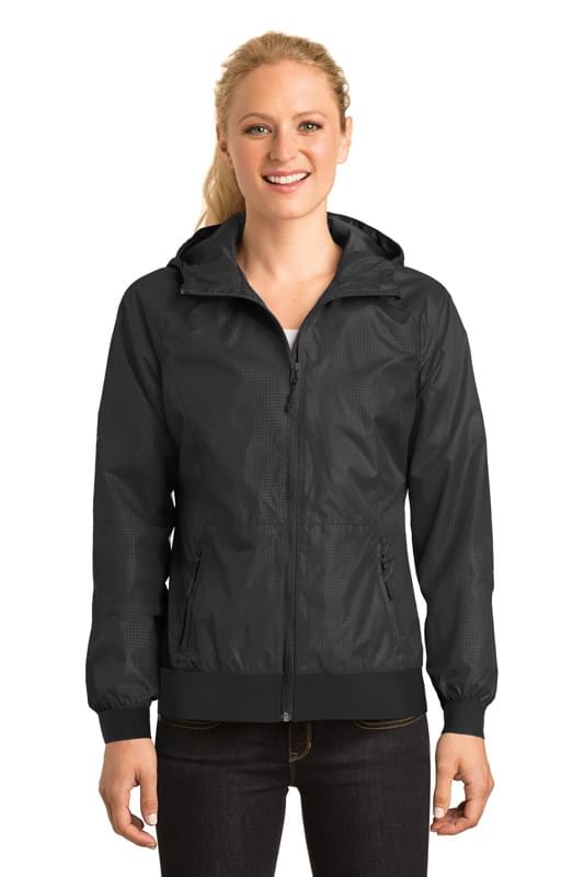 Sport-Tek &#174;  Ladies Embossed Hooded Wind Jacket. LST53