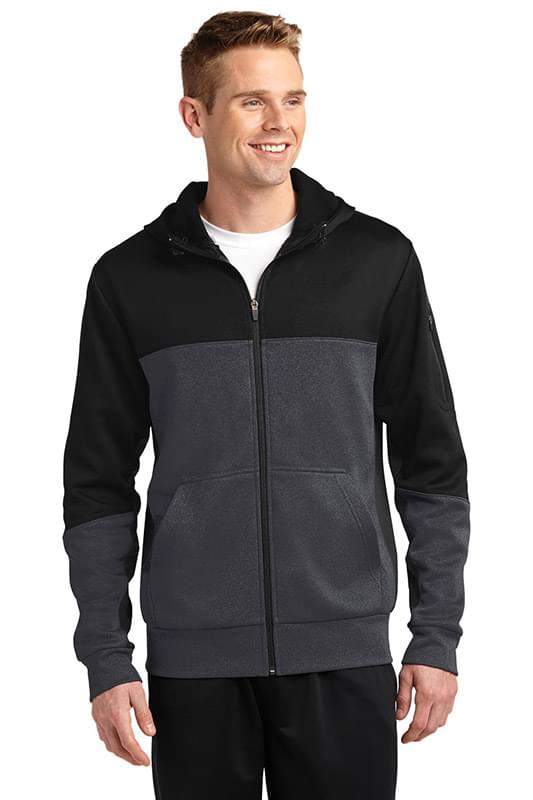 Sport-Tek &#174;  Tech Fleece Colorblock Full-Zip Hooded Jacket. ST245