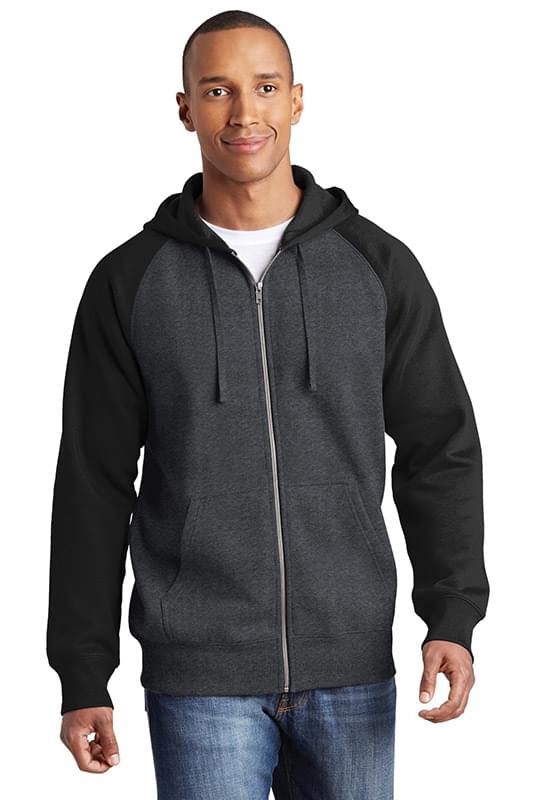 Sport-Tek &#174;  Raglan Colorblock Full-Zip Hooded Fleece Jacket.  ST269