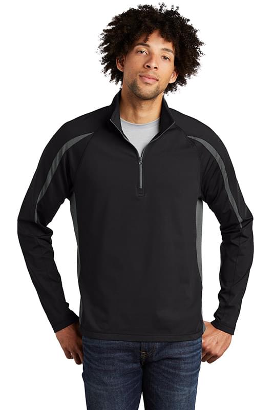 Sport-Tek &#174;  Sport-Wick &#174;  Stretch 1/2-Zip Colorblock Pullover. ST851