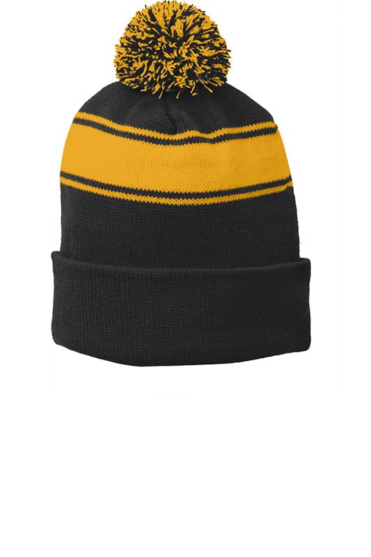 Sport-Tek &#174;  Stripe Pom Pom Beanie.  STC28