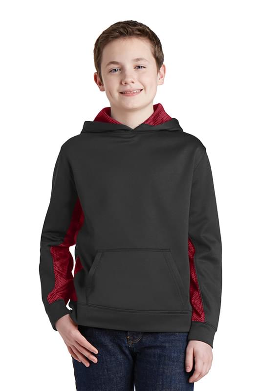 Sport-Tek &#174;  Youth Sport-Wick &#174;  CamoHex Fleece Colorblock Hooded Pullover.  YST239