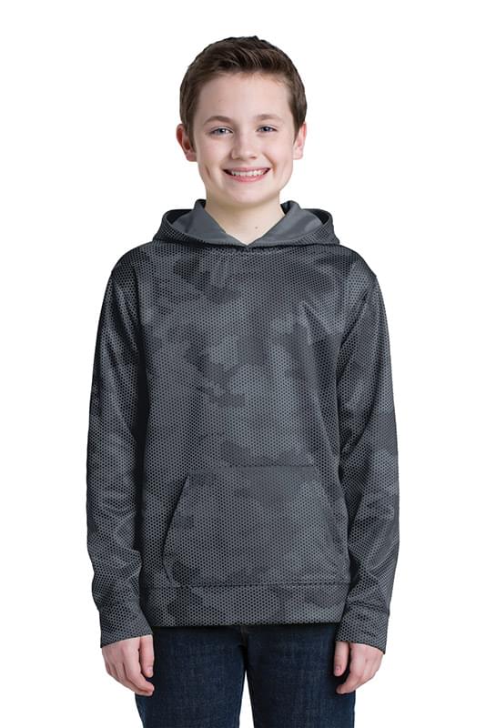 Sport-Tek &#174;  Youth Sport-Wick &#174;  CamoHex Fleece Hooded Pullover.  YST240