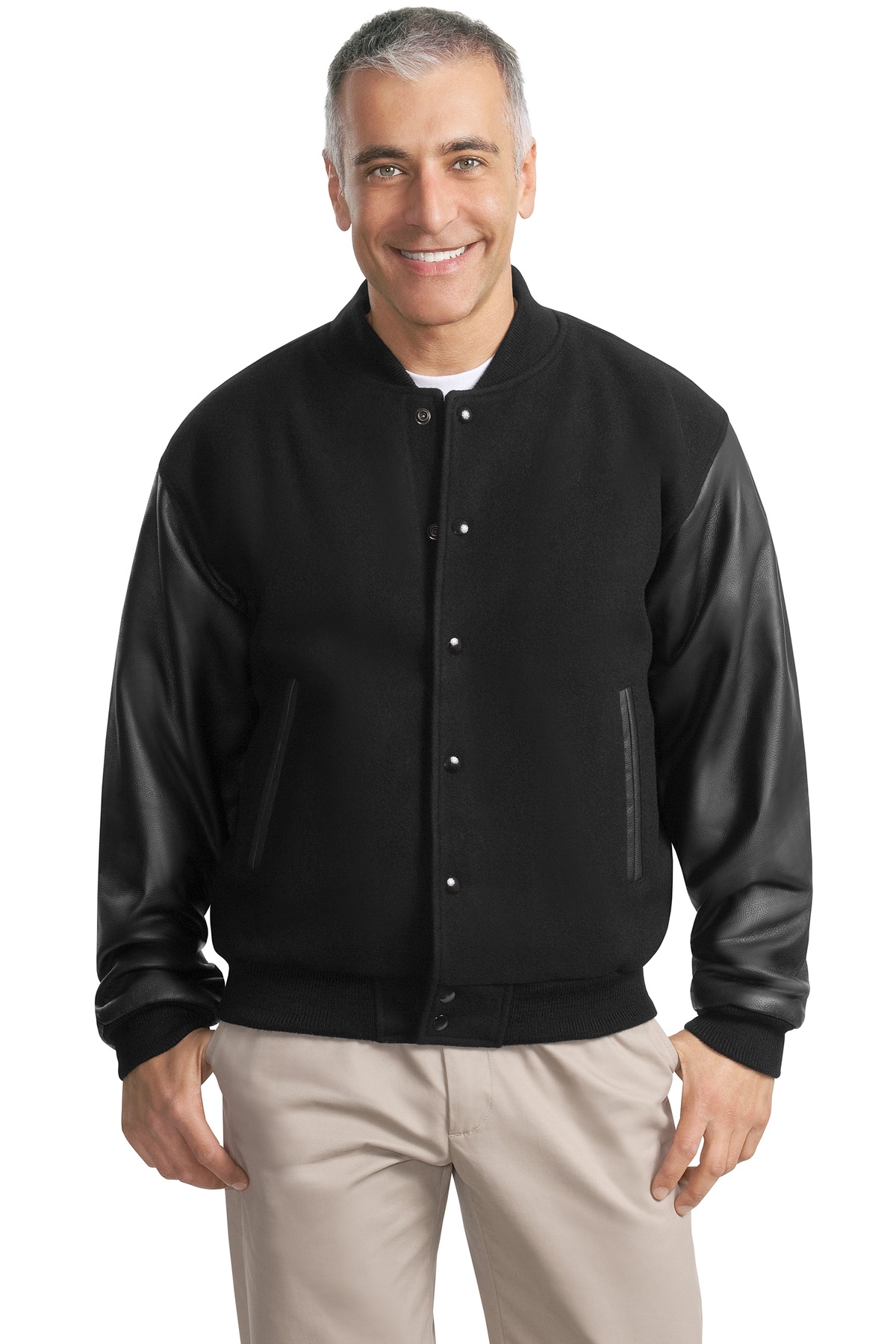 Port Authority &#174;  Wool and Leather Letterman Jacket.  J783